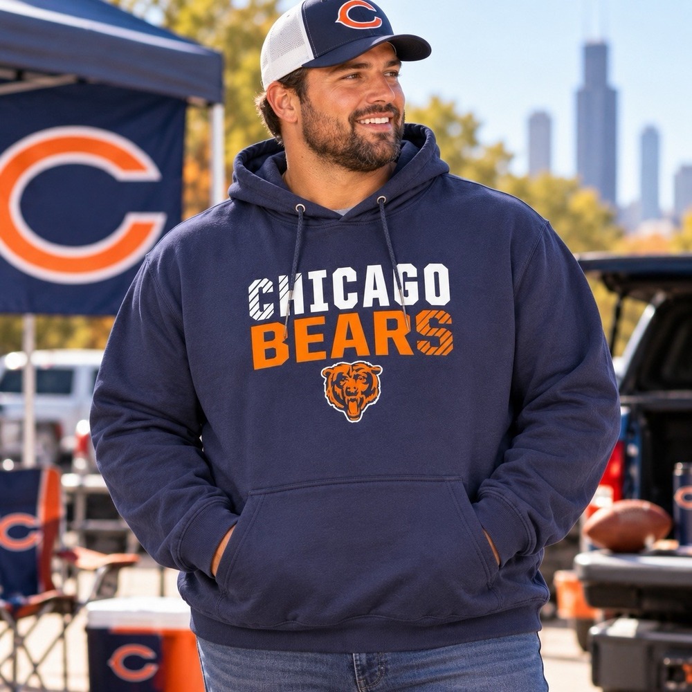 Chicago Bears Fanatics Hoodie Mens 3XL Navy NFL Football Pullover NWOT